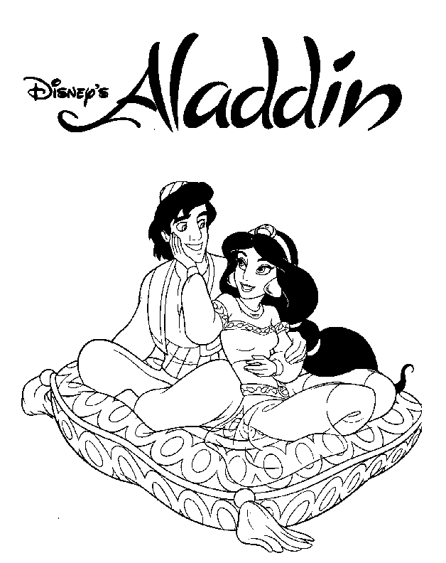 Раскраска, разукрашка, раскраски на тему Алладин (Aladdin)