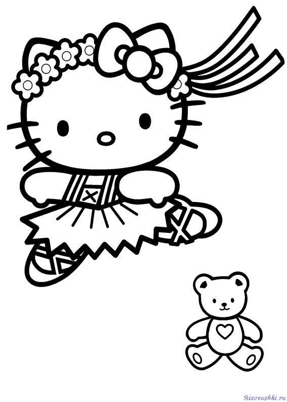 Раскраска, разукрашка, раскраски на тему "Привет, Китти (Hello Kitty)"