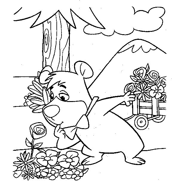 Раскраска, разукрашка, раскраски на тему "Медведь Йоги (Yogi Bear)"