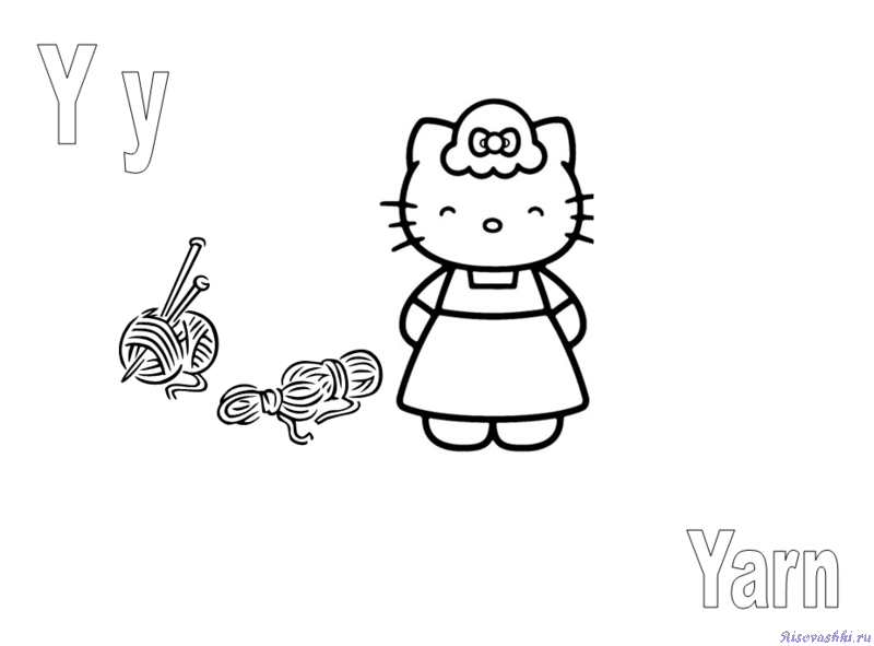 Раскраска, разукрашка, раскраски на тему "Привет, Китти (Hello Kitty)"